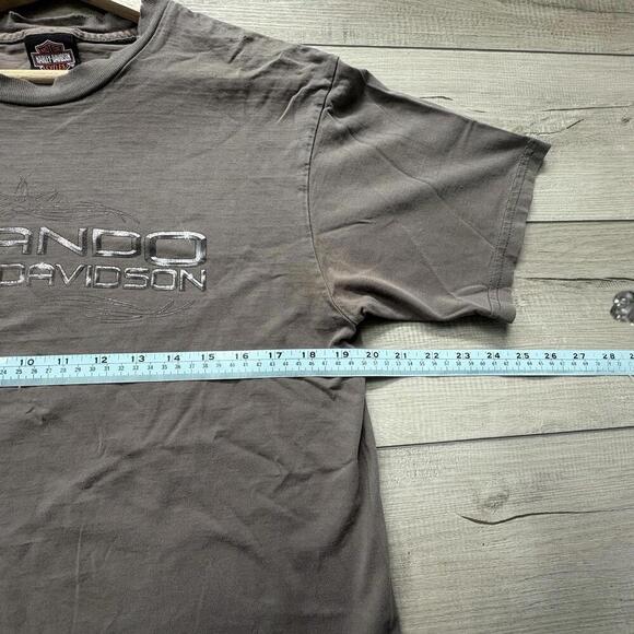 VTG Harley-Davidson Orlando T-Shirt Brown USA Made Flame Size L Y2K Disdressed - Picture 6 of 7
